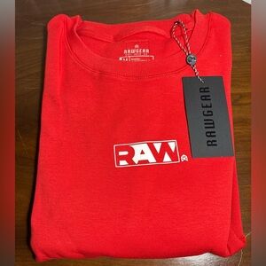 RawGear Red Ribbed Hem Long Sleeve Cotton Sweatshirt Gummy Logo Medium NWT
